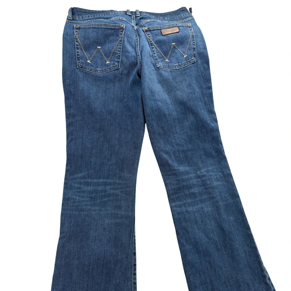 Wrangler Women Flare‎ Leg Jeans Blue Medium Wash Stretch Denim 32x34 112328737